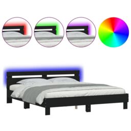 Berkfield Home Bed Frame with LED without Mattress Black 180x200 cm Super King - thumbnail 2
