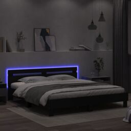 Berkfield Home Bed Frame with LED without Mattress Black 180x200 cm Super King - thumbnail 4