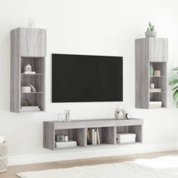 Berkfield Home 5 Piece TV Wall Units with LED Grey Sonoma Engineered Wood - thumbnail 3