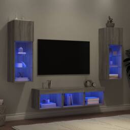 Berkfield Home 5 Piece TV Wall Units with LED Grey Sonoma Engineered Wood - thumbnail 2