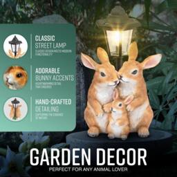 Globrite Resin Solar Rabbit Family Lantern Garden Ornament - thumbnail 2