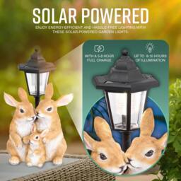 Globrite Resin Solar Rabbit Family Lantern Garden Ornament - thumbnail 4