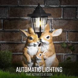 Globrite Resin Solar Rabbit Family Lantern Garden Ornament - thumbnail 3