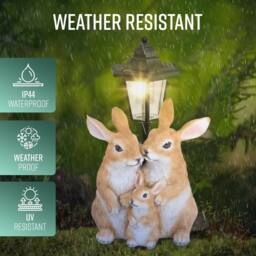 Globrite Resin Solar Rabbit Family Lantern Garden Ornament - thumbnail 5