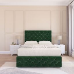 Sloomy Watson Divan Bed Set With No drawers & Matching Footboard - Plush Velvet in Emerald - Size: Super King - thumbnail 1