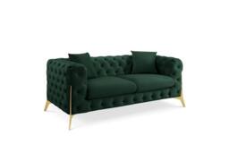 Home Detail Jaguar 2 Seater Sofa Chesterfield Design Velvet Fabric in Dark Green - thumbnail 2