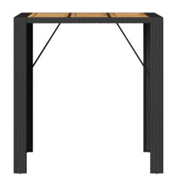 Berkfield Home Garden Bar Table with Acacia Wood Top Black 105x80x110 cm Poly Rattan - Size: 105 x 80 x 110 cm - thumbnail 5