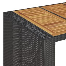 Berkfield Home Garden Bar Table with Acacia Wood Top Black 105x80x110 cm Poly Rattan - Size: 105 x 80 x 110 cm - thumbnail 9
