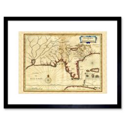 "Artery8 Wall Art Print Florida Old Antique Map Art Black Framed 9x7 inch - Size: W7"" x H9""" - thumbnail 1