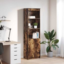 Berkfield Home Highboard Smoked Oak 50x35x180 cm Engineered Wood in Brown - Size: 50 x 35 x 180 cm - thumbnail 1