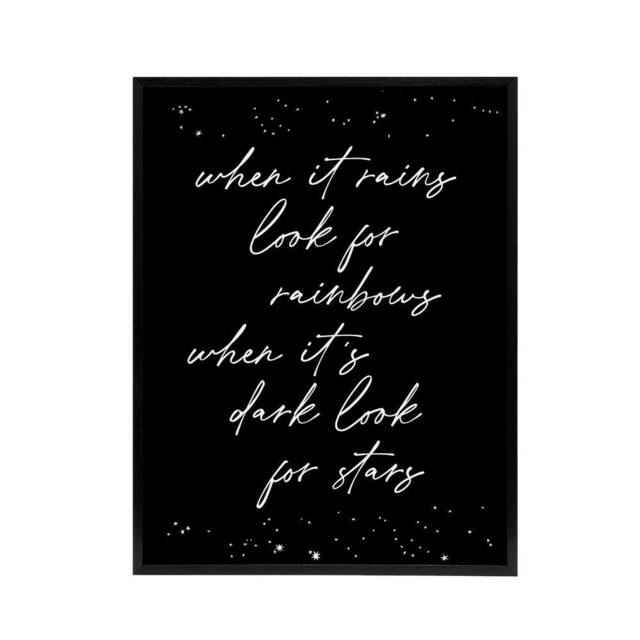 "Artery8 When It's Dark Look For Stars Modern Motivational Framed Canvas Art in Black - Size: W12"" x H16""" - image 1