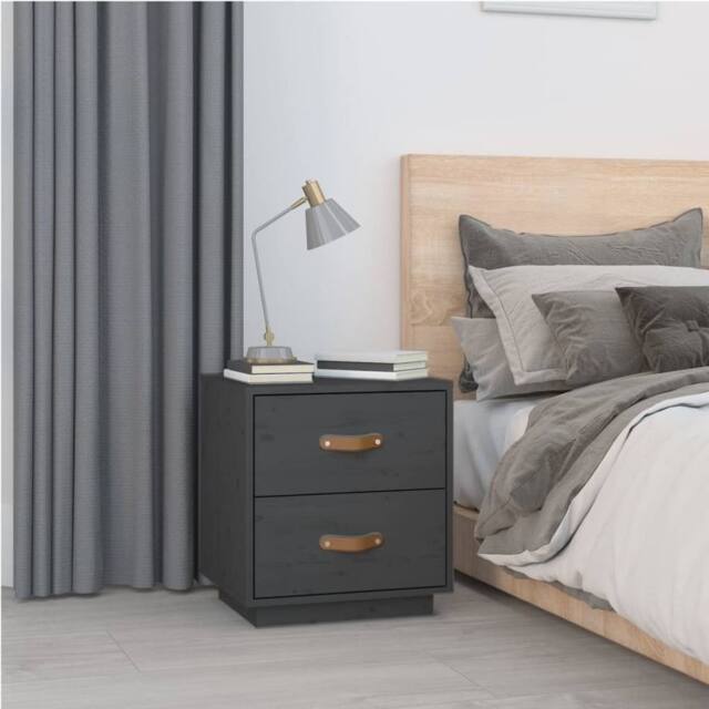 Berkfield Home Beautiful Bedside Cabinets 2 pcs Grey 40x34x45 cm Solid Wood Pine - Size: 40 x 34 x 45 cm - image 1
