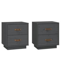 Berkfield Home Beautiful Bedside Cabinets 2 pcs Grey 40x34x45 cm Solid Wood Pine - Size: 40 x 34 x 45 cm - thumbnail 3