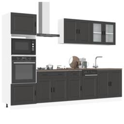 Berkfield Home Elegant 7 Piece Kitchen Cabinet Set Kalmar Black Engineered Wood - thumbnail 2