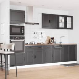 Berkfield Home Elegant 7 Piece Kitchen Cabinet Set Kalmar Black Engineered Wood - thumbnail 1