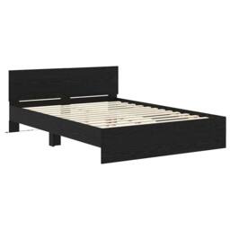 Berkfield Home Bed Frame with Headboard Black Oak 140 x 200 cm Engineered Wood - thumbnail 5