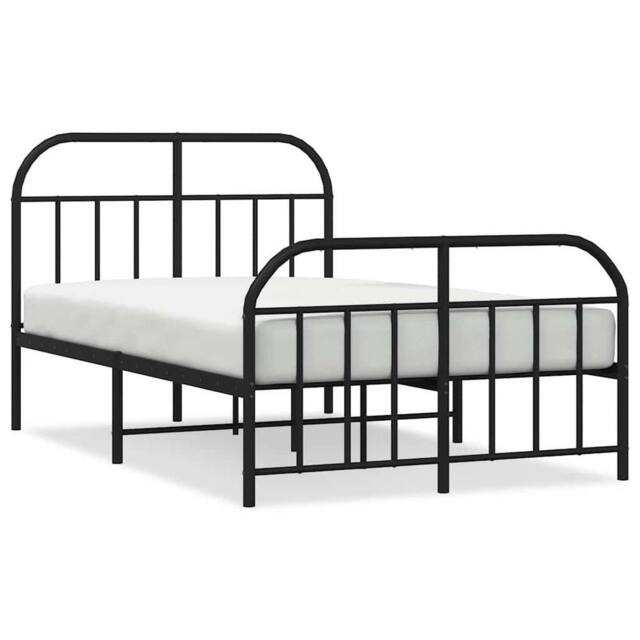 Berkfield Home Metal Bed Frame with Headboard & Footboard Black 180x200 cm Sup… - Size: Small Double - image 1