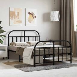 Berkfield Home Metal Bed Frame with Headboard & Footboard Black 180x200 cm Sup… - Size: Small Double - thumbnail 2