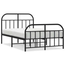 Berkfield Home Metal Bed Frame with Headboard & Footboard Black 180x200 cm Sup… - Size: Small Double - thumbnail 1