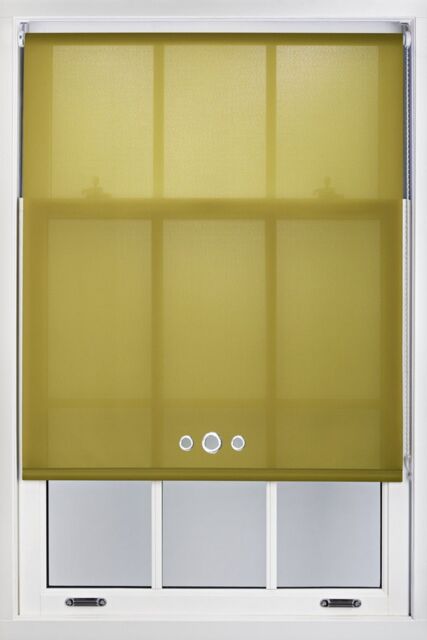 Furnished Green Daylight Roller Blind with Triple Chrome Round Eyelets - Trimmable Window Shade - Size: 90 cm width x 165 cm drop - image 1