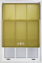 Furnished Green Daylight Roller Blind with Triple Chrome Round Eyelets - Trimmable Window Shade - Size: 90 cm width x 165 cm drop