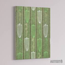 "Artery8 Green Shima Textile Pattern Canvas Wall Art Print Korin - Size: W18"" x H24""" - thumbnail 2