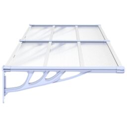 Berkfield Home Door Canopy Grey & Transparent 199x90 cm Polycarbonate in Clear - thumbnail 4