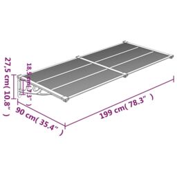Berkfield Home Door Canopy Grey & Transparent 199x90 cm Polycarbonate in Clear - thumbnail 6