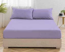 Homes-Linen Non Iron Polycotton Fitted Sheet 25cm Deep Easy Care Percale in Lilac - Size: Single - thumbnail 2