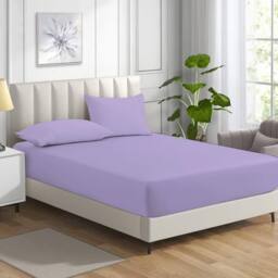 Homes-Linen Non Iron Polycotton Fitted Sheet 25cm Deep Easy Care Percale in Lilac - Size: Single
