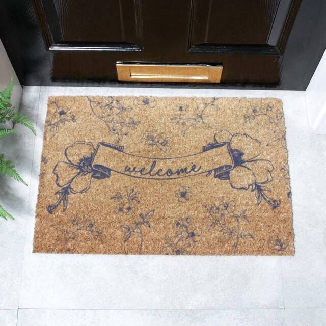 Artsy Mats Welcome Chinoiserie Coir Doormat (60 x 40cm) in Tan - Size: 40 cm x 60 cm - image 1