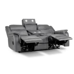 Furnishings For Less UK Orlando Leather Grey Electric Reclining 3 Seater Cup Holder - thumbnail 7