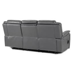 Furnishings For Less UK Orlando Leather Grey Electric Reclining 3 Seater Cup Holder - thumbnail 6