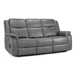 Furnishings For Less UK Orlando Leather Grey Electric Reclining 3 Seater Cup Holder - thumbnail 4
