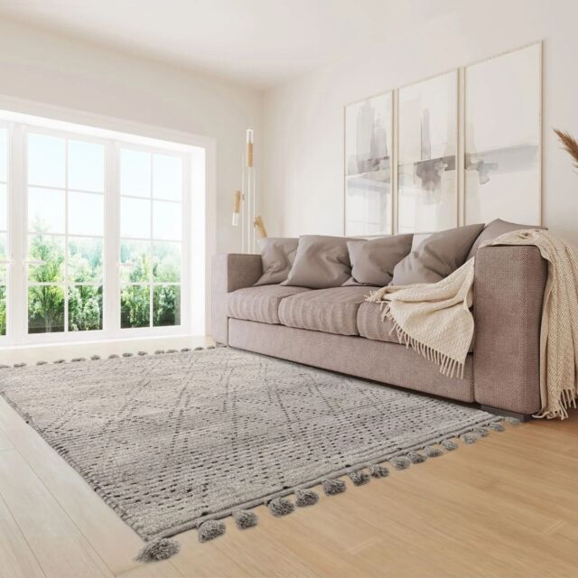 The Rug Shop UK Grey Kilim Modern Easy to clean Hand Made Geometric Area Rug - Size: 200 cm x 290 cm - image 1