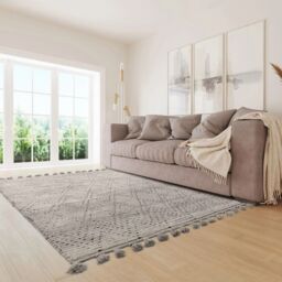 The Rug Shop UK Grey Kilim Modern Easy to clean Hand Made Geometric Area Rug - Size: 200 cm x 290 cm - thumbnail 1