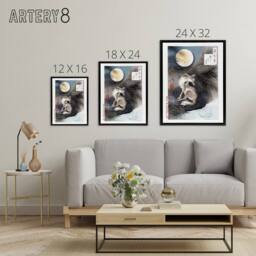 "Artery8 Yoshitoshi Wolf & the Moon Vintage Japanese Ukiyoe Framed Canvas Art - Size: W12"" x H16""" - thumbnail 4
