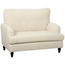 HOMCOM Corduroy Single Sofa Armchair with Stripes, Cream - thumbnail 1