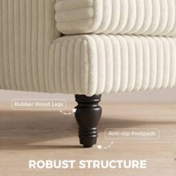 HOMCOM Corduroy Single Sofa Armchair with Stripes, Cream - thumbnail 5