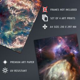 Artery8 Pack of 4 NASA James Webb Space Telescope Pillars of Creation Rho Ophiuchi Cloud Complex Cassiopeia A Images Unframed Wall Art Living Room - thumbnail 4