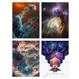 Artery8 Pack of 4 NASA James Webb Space Telescope Pillars of Creation Rho Ophiuchi Cloud Complex Cassiopeia A Images Unframed Wall Art Living Room - thumbnail 1