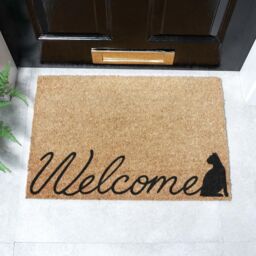 Artsy Mats Welcome Scribble Text Cat Doormat in Black - Size: 40 cm x 60 cm - thumbnail 2