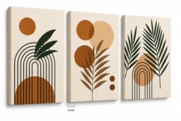Mafett Set of 3 Botanical Sun Leaf Abstract Wall Art Canvas - Size: A2 - thumbnail 2