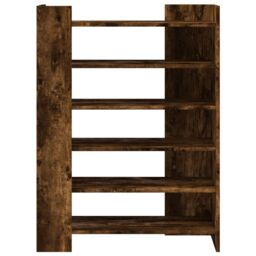 Berkfield Home Shoe Cabinet Smoked Oak 74.5x37.5x100 cm Engineered Wood in Brown - thumbnail 4