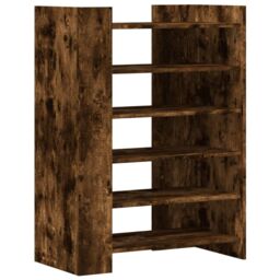 Berkfield Home Shoe Cabinet Smoked Oak 74.5x37.5x100 cm Engineered Wood in Brown - thumbnail 2
