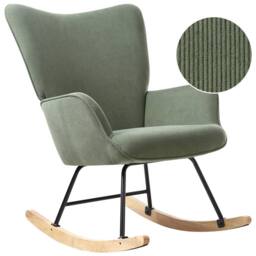 Wyld and Coco Green Corduroy Rocking Armchair - Black Metal Legs - thumbnail 2