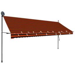 Berkfield Home Manual Retractable Awning with LED 400 cm Orange & Brown