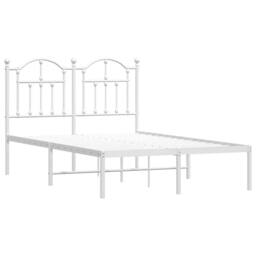 Berkfield Home Metal Bed Frame with Headboard White 120x200 cm - Size: Small Double - thumbnail 3