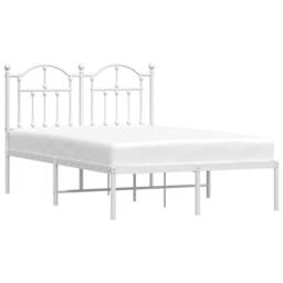 Berkfield Home Metal Bed Frame with Headboard White 120x200 cm - Size: Small Double - thumbnail 4