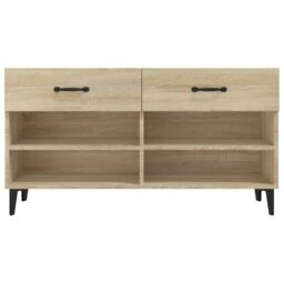 Berkfield Home Shoe Cabinet Sonoma Oak 102x35x55 cm Engineered Wood in Brown - Size: 102 x 35 x 55 cm - thumbnail 6